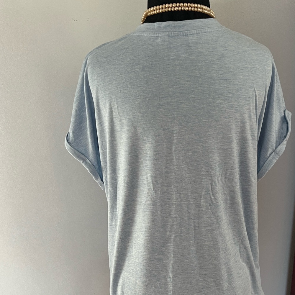 Tommy Bahama Sky Blue V-Neck Short Sleeve Top - Picture 3 of 4